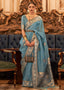 Light Pacific Blue Woven Tussar Silk Saree with Sequins Work Clothsvilla