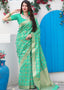 Sea Green Banarasi Cotton Silk Saree Clothsvilla