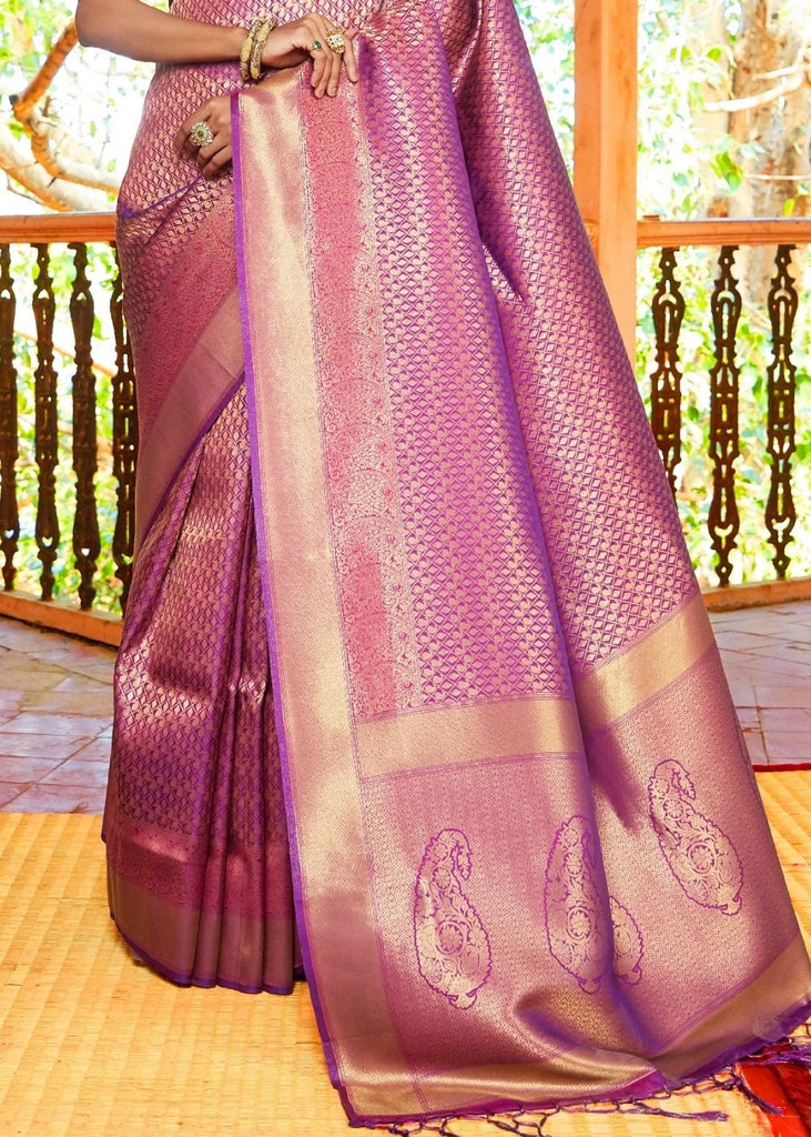 Fandango Purple Woven Kanjivaram Saree:Limited Edition Clothsvilla