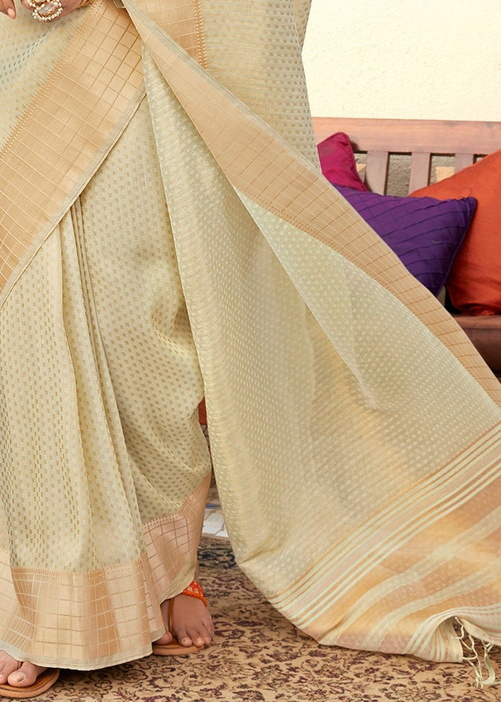 Greenish Brown Zari Woven Tissue Silk Saree Clothsvilla
