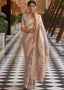 African Purple Zari Woven Banarasi Silk Saree with Sequins work Clothsvilla