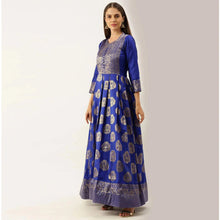 Load image into Gallery viewer, Blue Color Box Cut Soft Silk Gown ClothsVilla