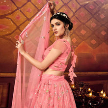 Load image into Gallery viewer, Coral Pink color Soft Net Lehenga with Heavy Sequence work and Net Dupatta ClothsVilla