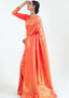 Coral Orange Woven Kanjivaram Silk Saree : Limited Edition Clothsvilla