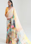 Flax Yellow Satin Silk Digital Printed Saree Clothsvilla