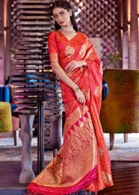 Load image into Gallery viewer, Brink Pink Satin Silk Saree with overall Golden Butti Clothsvilla