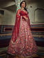 Peach Embroidered Art Silk Semi Stitched Lehenga With Unstitched Blouse Clothsvilla