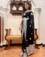 Black Georgette Saree with Beautiful Lucknowi Work and Silk Blouse for Wedding ClothsVilla