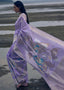 Lavender Woven Linen Silk Saree with Floral Motif on Pallu and Border Clothsvilla