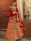 Red Embroidered Velvet Semi Stitched Lehenga With Unstitched Blouse Clothsvilla