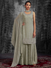 Load image into Gallery viewer, Green Embroidered Georgette Partywear Stitched Kurta Set Clothsvilla
