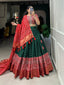 Green Color Bandhani And Ajrakh Print With Foil Work Dola Silk Chaniya Choli Clothsvilla