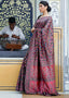 Midnight Black Banarasi Jamawar Woven Silk Saree : Top Pick Clothsvilla