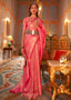 French Rose Pink Designer Satin Silk Saree Clothsvilla