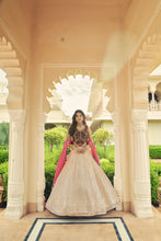 Load image into Gallery viewer, Luxuriant Sequence Embroidery Work Beige With Navy Blue Lehenga Choli Clothsvilla