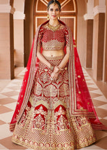 Load image into Gallery viewer, Crimson Red Velvet  Bridal Lehenga Choli with Embroidery &amp; Hand work Clothsvilla