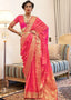 French Rose Pink Ultra Soft Kanjivaram Silk Saree with Zari Border and Pallu Clothsvilla