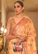 Load image into Gallery viewer, Light Orange Zari Butta Woven Tussar Silk Saree Clothsvilla