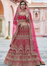 Load image into Gallery viewer, Cerise Pink Velvet Lehenga Choli Having Heavy Embroidery &amp; Hand work: Bridal Edition Clothsvilla