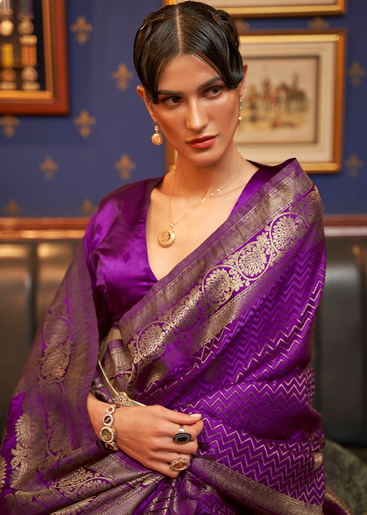 Lollipop Purple Designer Satin Silk Saree Clothsvilla