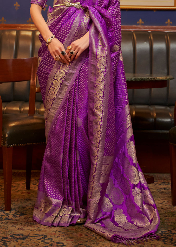 Lollipop Purple Designer Satin Silk Saree Clothsvilla