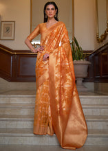 Load image into Gallery viewer, Sandstone Orange Two Tone Handloom Woven Organza Silk Saree Clothsvilla