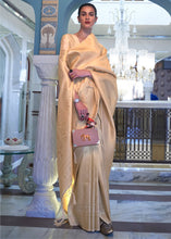 Load image into Gallery viewer, Beige Brown Soft Handloom Weave Kanjivaram Silk Saree : Festival Edition Clothsvilla