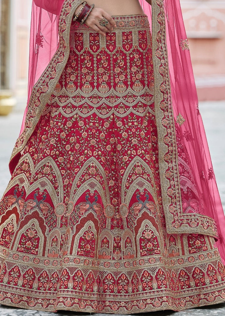 Cerise Pink Velvet Lehenga Choli Having Heavy Embroidery & Hand work: Bridal Edition Clothsvilla