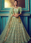 Mint Green Designer Soft Net Lehenga Choli with Ruffles and Sequin, Dori work Clothsvilla