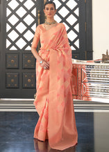 Load image into Gallery viewer, Salmon Peach Orange Lehariya Handloom Weaving Organza Silk Saree Clothsvilla