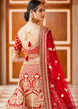 Load image into Gallery viewer, Crimson Red Velvet  Bridal Lehenga Choli with Embroidery &amp; Hand work Clothsvilla