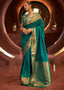 Dark Cyan Green Handloom Woven Banarasi Silk Saree Clothsvilla