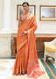 Carrot Orange Zari Woven Patola Silk Saree Clothsvilla
