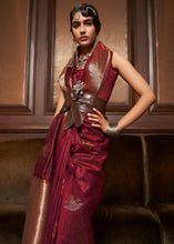 Load image into Gallery viewer, Berry Red Handloom Weaving Silk Saree Clothsvilla