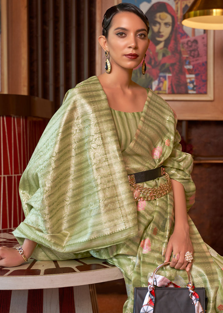 Shades Of Brown Handloom Weaving Linen Silk Saree Clothsvilla