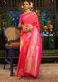Fiery Rose Pink Zari Woven Satin Silk Saree Clothsvilla