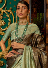 Load image into Gallery viewer, Green &amp; Brown Zari Woven Silk Saree with Tassels on Pallu Clothsvilla