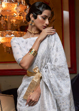 Load image into Gallery viewer, Snow White Kashmiri Woven Cotton Silk Saree Clothsvilla
