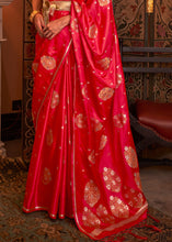 Load image into Gallery viewer, Tart Red Copper Zari Woven Satin Silk Saree Clothsvilla