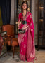 Cerise Pink Woven Khaddi Georgette Silk Saree Clothsvilla