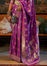 Load image into Gallery viewer, Lollipop Purple Tanchoi Handloom Woven Satin Silk Saree Clothsvilla