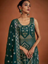Load image into Gallery viewer, Teal Embroidered Georgette Partywear Stitched Kurta Set Clothsvilla