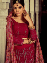 Load image into Gallery viewer, Embroidered  Pink Georgette Semi Stitched Lehenga With Blouse Piece Clothsvilla