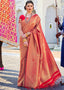 Cherry Red Handloom Weave Kanjivaram Silk Saree Clothsvilla