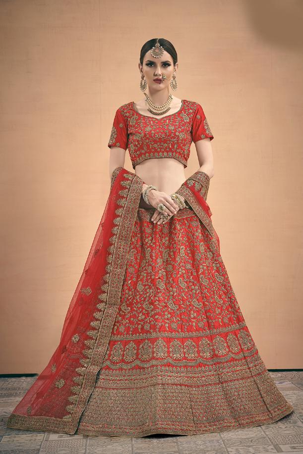 Bridal Wear Lehenga Choli With Dupatta Having Zari & Stone Work Clothsvilla