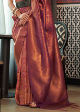 Load image into Gallery viewer, Hibiscus Maroon Red Two Tone Handloom Weaving Banarasi Silk Saree Clothsvilla