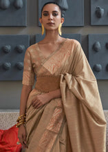 Load image into Gallery viewer, Tortilla Brown Copper Zari Handloom Weaving Tussar Silk Saree Clothsvilla