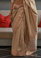 Load image into Gallery viewer, Tortilla Brown Copper Zari Handloom Weaving Tussar Silk Saree Clothsvilla
