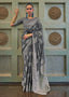Iron Grey Chikankari Weaving Silk Saree with Sequins work Clothsvilla