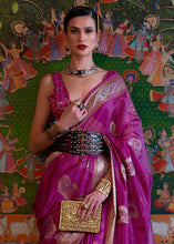 Load image into Gallery viewer, Lollipop Purple Handloom Woven Dual Tone Organza Silk Saree with Sequins Work Clothsvilla